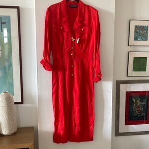 Vibrant Red Long Sleeve Dress